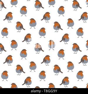 Robin bird vector pattern on white background Stock Vector