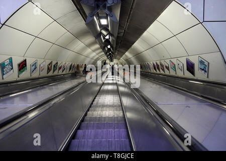 escalator on the tube Stock Photo