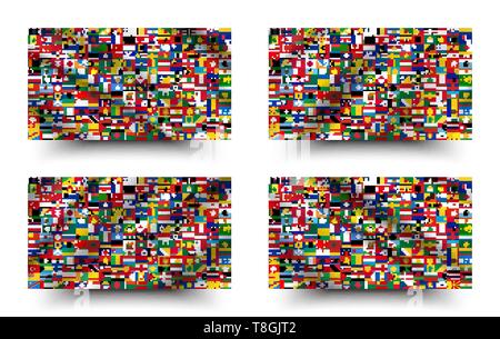 All national flags of the world . waving and background style . Vector . Stock Vector