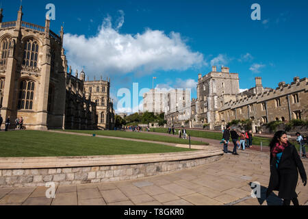 Windsor Castle, Windsor, Berkshire, England, United Kingdom, May 4th 2019. Great day out to visit or go on holiday, just before Royal birth Stock Photo