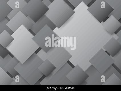 Overlapping black, white and gray diagonal blank square background Stock Vector