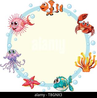 Border template with coral reef underwater illustration Stock Vector ...