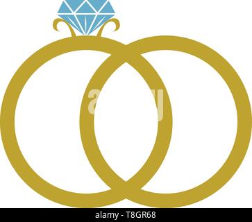 Vector gold material diamond wedding ring Stock Vector