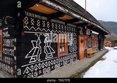 Slovakia, The Mountain Regions, Cicmany, traditional House Painting, decorative Patterns Stock Photo