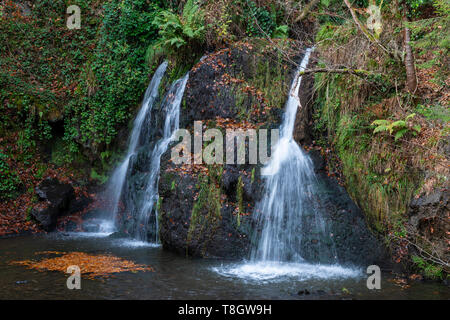 Lower Fairy Glen waterfall near Rosemarkie on Black Isle in Ross & Cromarty, Highland Region, Scotland Stock Photo