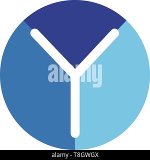 Letter Y round icon blue logo pie chart Stock Vector
