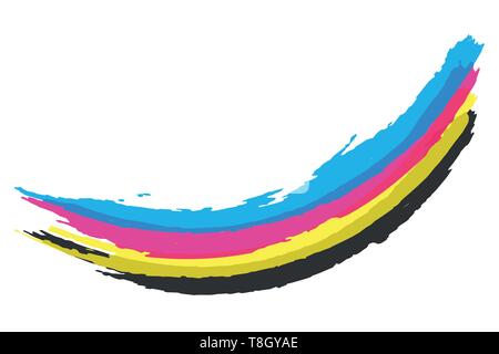 illustration of cmyk printing color wave with splashes of color isolated on white background vector illustration EPS10 Stock Vector