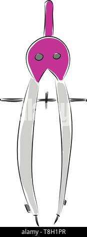 Measuring compass hand drawn design, illustration, vector on white background. Stock Vector