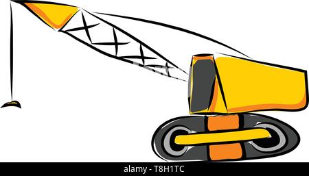 Crane hand drawn design, illustration, vector on white background. Stock Vector