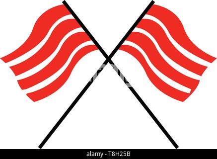 Crossed flags hand drawn design, illustration, vector on white background. Stock Vector