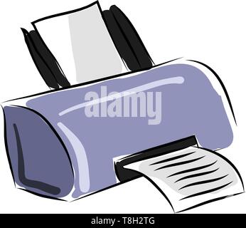 Printer hand drawn design, illustration, vector on white background. Stock Vector