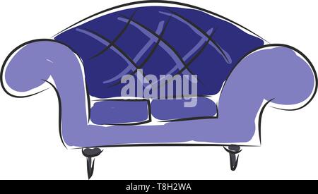 Sofa hand drawn design, illustration, vector on white background. Stock Vector