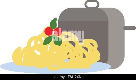 Spaghetti hand drawn design, illustration, vector on white background. Stock Vector