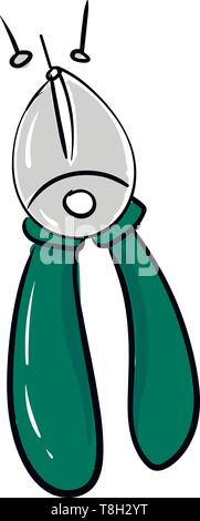 Pliers hand drawn design, illustration, vector on white background. Stock Vector