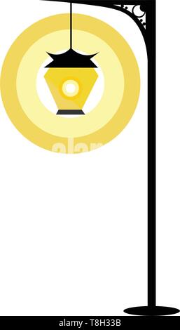 Street lamp hand drawn design, illustration, vector on white background. Stock Vector