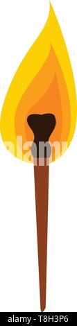 Torch with fire hand drawn design, illustration, vector on white background. Stock Vector