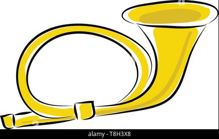 Trumpet hand drawn design, illustration, vector on white background. Stock Vector