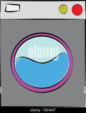 Washer hand drawn design, illustration, vector on white background. Stock Vector