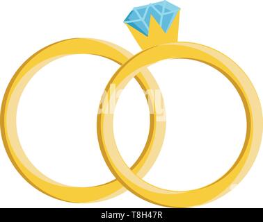 Wedding rings hand drawn design, illustration, vector on white background. Stock Vector
