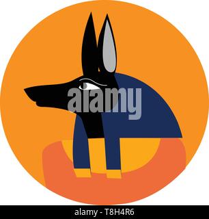 An Anubis which is showing only his jackle head , vector, color drawing or illustration. Stock Vector