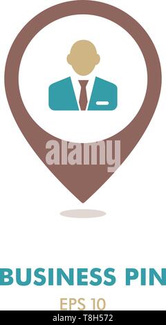 User icon of man in business suit outline pin map icon. Business sign. Map pointer. Map markers. Graph symbol for your web site design, logo, app, UI. Stock Vector