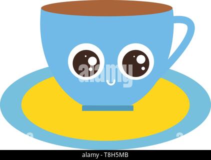 Cup coffee with plate isolated icon Royalty Free Vector