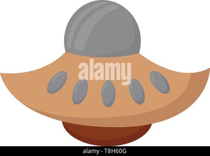 A brown ufo in different shape with lot of windows on it , vector, color drawing or illustration. Stock Vector