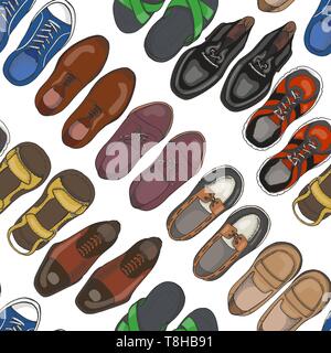 Seamless pattern with men's shoes. Vector  illustration for your design Stock Vector