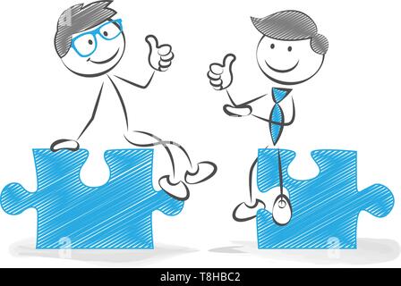 stick figures with puzzles Stock Vector