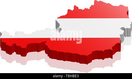 austria map 3d Stock Vector