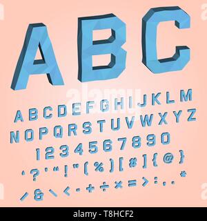 3D geometry font with paper origami effect because of polygonal triangle shapes and abstract design Stock Vector