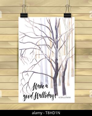 Hand drawn tree isolated on white background. Sketch, vector illustration. Stock Vector