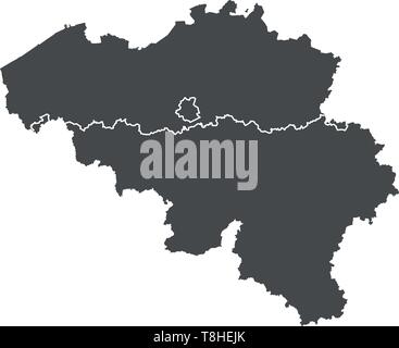 A contour map of Belgium. Vector graphic illustration on a transparent ...