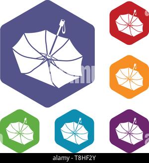 Falling umbrella icons vector hexahedron Stock Vector