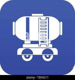 Waggon storage tank with oil icon digital blue Stock Vector