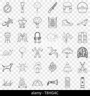 Backpack icons set, outline style Stock Vector