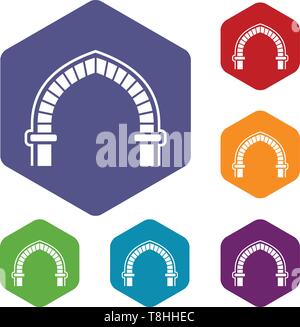 Antique arch icons vector hexahedron Stock Vector