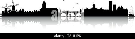 amsterdam skyline black Stock Vector