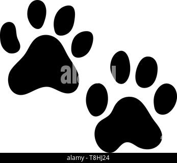 Tiger Footprint. Black Silhouette Design. Vector Illustration. Stock Vector