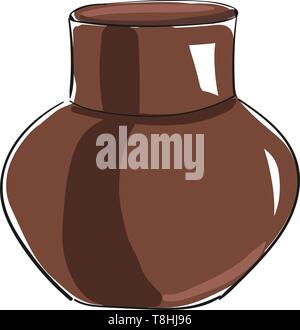 An old brown jug for carrying liquid, vector, color drawing or illustration. Stock Vector