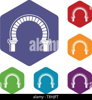Curve arch icons vector hexahedron Stock Vector