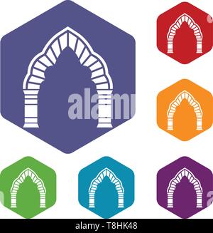 Round arch icons vector hexahedron Stock Vector