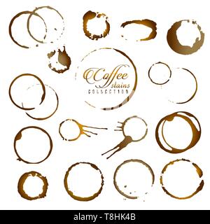 Vector set of isolated coffee stain ring. Coffee cup ring stain for logo design. Stock Vector
