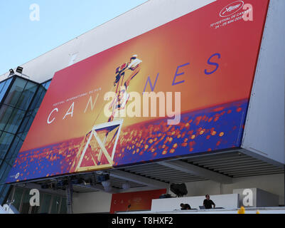 Cannes, France. 13th May, 2019. Workers make preparations for the 72nd edition of Cannes Film Festival in Cannes, France, on May 13, 2019. The 72nd edition of Cannes Film Festival will kick off on May 14. Credit: Gao Jing/Xinhua/Alamy Live News Stock Photo