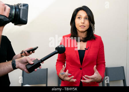 Tulsi Gabbard, a Democrat from Hawaii and 2020 presidential candidate seen speaking during the campaign in Malibu. Stock Photo