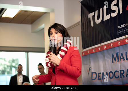 Tulsi Gabbard, a Democrat from Hawaii and 2020 presidential candidate seen speaking during the campaign in Malibu. Stock Photo