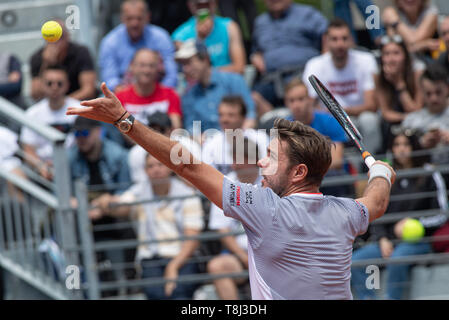 Rome, Italy. 14th May, 2019. Stan Wawrinka(SUI) in action against David Goffin (BEL) during Internazionali BNL D'Italia  Italian Open at the Foro Italico, Rome, Italy on 13 May 2019. Credit: UK Sports Pics Ltd/Alamy Live News