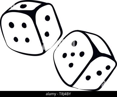 A bold sketch of two dice in black on a paper , vector, color drawing or illustration. Stock Vector