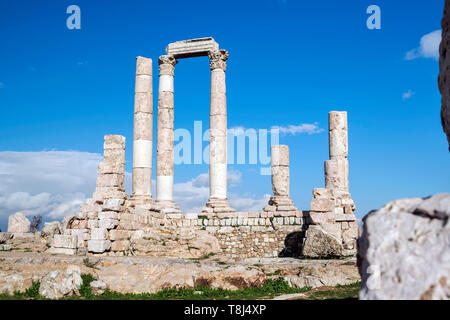 Corinthian columns, Amman Citadel, Amman, Jordan Stock Photo