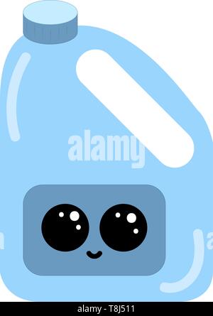 A blue gallon full of water with a smiley , vector, color drawing or illustration. Stock Vector